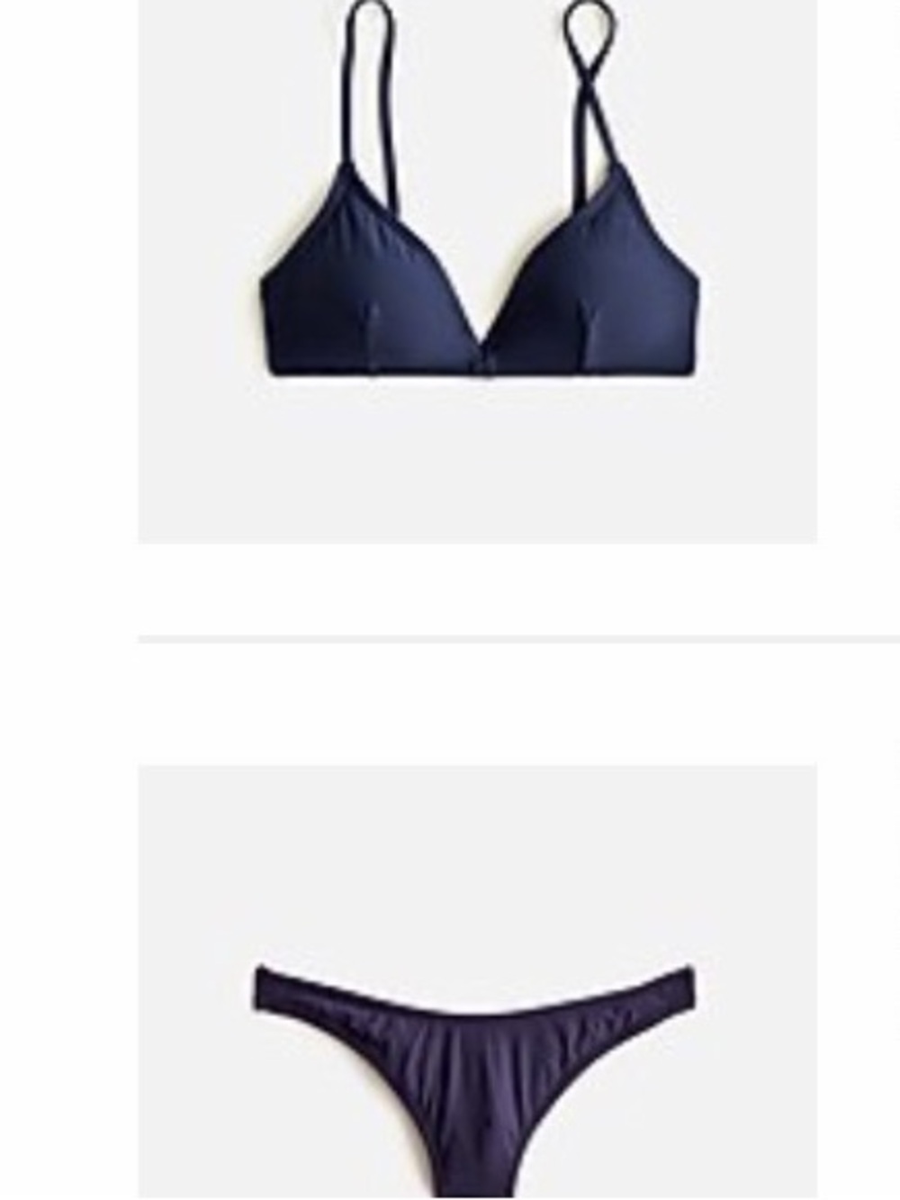 J Crew French Bikini Top Small 1989 High Leg Bottom XS Navy Set
